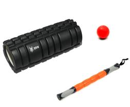 Kit Rolo Texturizado, Bastão De Massagem E Lacrosse Ball