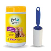 Kit Rolo Tira Pelos Adesivo + Lenços Umedecidos Para Gatos Kit Rolo Tira Pelos Adesivo + Lenços Umedecidos Para Gatos