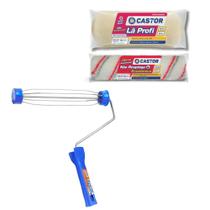 Kit Rolos Não Respinga e Profi Lã Carneiro + 1 Cabo - Castor Kit Rolos Não Respinga e Profi Lã Carneiro + 1 Cabo - Castor