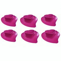 Kit Romance 06 Xícaras Café Formato Coração com Pires Pink Kit Romance 06 Xícaras Café Formato Coração com Pires Pink