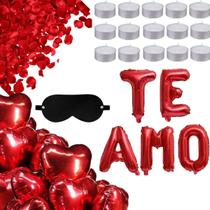 KIT Romântica 7 balões 10 velas 300 pétalas Venda Surpresa KIT Romântica 7 balões 10 velas 300 pétalas Venda Surpresa