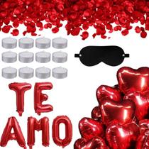 KIT Romântico 11 balões 300 pétalas 10 velas TE AMO Venda KIT Romântico 11 balões 300 pétalas 10 velas TE AMO Venda