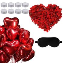 KIT romântico 4 balões coração 10 velas 200 pétalas e Venda KIT romântico 4 balões coração 10 velas 200 pétalas e Venda