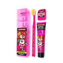 Kit Romero Britto Rosa Estojo Escova Fio E Creme Dental
