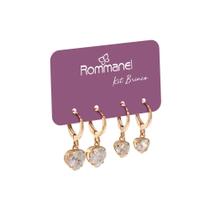 Kit Rommanel 2 Argolas Coração De Zircônia Banhado Ouro 527300 Kit Rommanel 2 Argolas Coração De Zircônia Banhado Ouro 527300