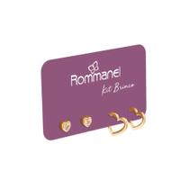 Kit Rommanel Banhado 18k Argola e Zircônia Coração 527484 Kit Rommanel Banhado 18k Argola e Zircônia Coração 527484