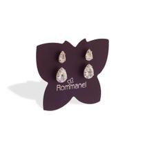 Kit Rommanel Banhado Ouro 18k 2 Gotas Zircônia