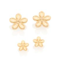 Kit Rommanel Banhado Ouro Brincos Flores Primeiro E Segundo Furo Ana Hickmann 526423