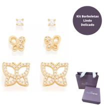 Kit Rommanel Primeiro Segundo Terceiro Furo Borboletas Banhado Ouro