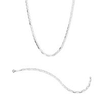 Kit Rommanel Pulseira Corrente Masculina Prata 925 Piastrine