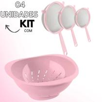 Kit Rosa 3 Peneiras 15cm 11cm 8cm Escorredor De Massas Utensilios Praticos Para Cozinha