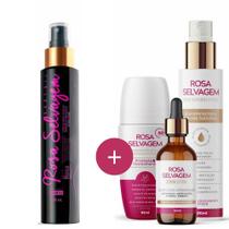 Kit Rosa Selvagem Óleo Corporal Desodorante Ácido e Serum