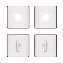 Kit roseta avulsa fechadura pado banheiro tranqueta inox polido (cromado) quadrada tradicional rq2