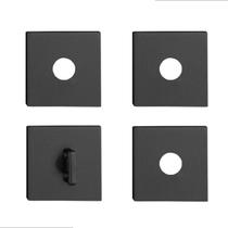 Kit roseta avulsa fechadura pado de banheiro preto fosco canto reto sm rq2 zm