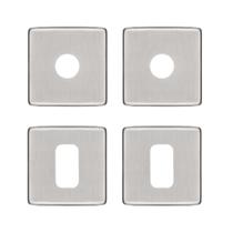 Kit roseta avulsa fechadura pado externa entrada cilindro tradicional inox escovado quadrada rq2