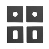 Kit roseta avulsa fechadura pado externa preta fosco canto reto sm rq2 zm