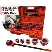 Kit Rosqueadeira Bspt 1/2 A 2 Tarraxa Cossinete Manual Para Cano Tubos Metálicos Ferro Aço