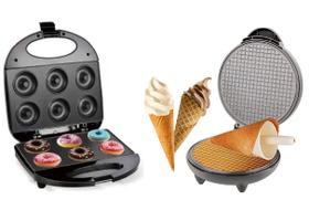 Kit Rosquinha Donuts 6 + Casquinha Sorvete Preta 220 Volts