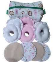 Kit rosquinhas de amamentação, absorventes ecológicos seios e necessaire Kit rosquinhas de amamentação, absorventes ecológicos seios e necessaire