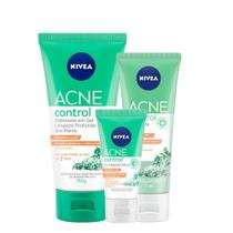 Kit Rotina de Cuidado Facial Sabonete + Esfoliante + Hidratante Acne Control Toque Seco Antiacne - Nívea