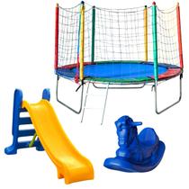 Kit Rotoplay Brinquedos Cama Elástica Pula Pula 2,30m Escorregador Médio e Gangorra 1 Lugar