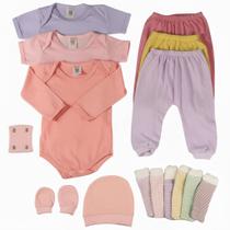 Kit Roupa Bebê 15 Peças Recém Nascido Roupinhas Variadas Malha 100 Algodão