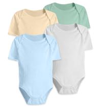 Kit Roupa Bebê 4 Peças Body Manga Curta Liso Verão