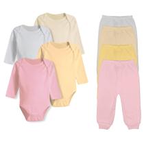 Kit Roupa Bebê 8 Peças Body Longo e Mijão Liso Menino Menina Kit Roupa Bebê 8 Peças Body Longo e Mijão Liso Menino Menina