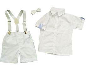 Kit roupa bebê branco batizado 4 peças : camisa/bermuda/suspensório/ gravata ( tamanho 3/4 anos) Kit roupa bebê branco batizado 4 peças : camisa/bermuda/suspensório/ gravata ( tamanho 3/4 anos)