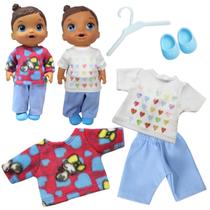 Kit roupa boneca para baby alive 5 peças - inverno coração