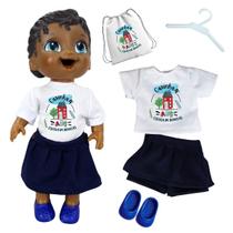 Kit roupa boneca para baby alive 5 peças - uniforme escolar