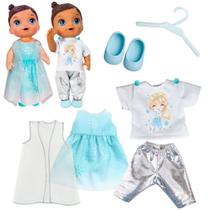 Kit roupa boneca para baby alive - princesa frozen - 6 pçs