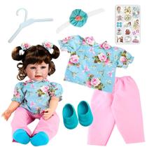 Kit roupa boneca para reborn - rosas princesa bela - 6 pçs