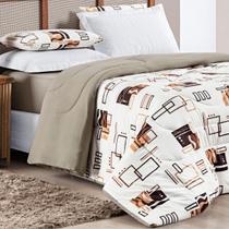 Kit Roupa Cama Edredom King Size Kristen 100% Algodao Dupla Face Estampado QUALITY