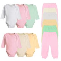 Kit Roupa De Bebê 12 Peças Body Manga Longa E Mijão Algodão