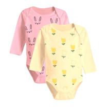 Kit Roupa De Bebê 2 Peças Body Estampado Manga Longa Algodão