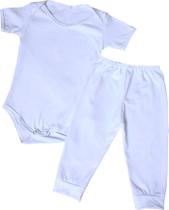 Kit Roupa De Bebe 2 Peças Body Manga Curta E Mijão Algodão