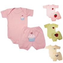 Kit Roupa de Bebê 3 Conjuntos Body E Shorts Bordado - Koala Baby