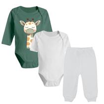 Kit Roupa de Bebê 3 Peças Body e Mijão Enxoval 100% Algodão