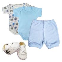 Kit Roupa de Bebê 4 Peças Body e Short e Sapatinho Look Baby Kit Roupa de Bebê 4 Peças Body e Short e Sapatinho Look Baby