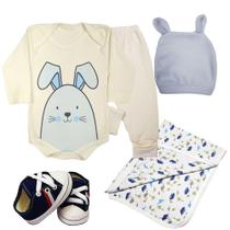 Kit Roupa de Bebê 5 Pçs Linda Estilosa Inverno Menina Menino