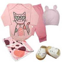 Kit Roupa de Bebê 5 Pçs Linda Estilosa Inverno Menina Menino