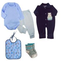 Kit Roupa de Bebê 5 Peças Body Mijão Macacão Plush Quentinho Kit Roupa de Bebê 5 Peças Body Mijão Macacão Plush Quentinho
