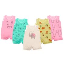 Kit Roupa De Bebê 5 Peças Macacão Regata Banho De Sol Verão Kit Roupa De Bebê 5 Peças Macacão Regata Banho De Sol Verão