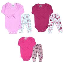 Kit Roupa De Bebe 6 Peças Body Manga Longa E Mijão 100% Algodão Kit Roupa De Bebe 6 Peças Body Manga Longa E Mijão 100% Algodão
