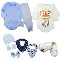 Kit Roupa de Bebê 9 Pças Body Mijão Kit Touca e Bandana Bebê Kit Roupa de Bebê 9 Pças Body Mijão Kit Touca e Bandana Bebê