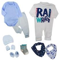 Kit Roupa de Bebê 9 Pçs Body Mijão Macacão e Acessórios Bebê Kit Roupa de Bebê 9 Pçs Body Mijão Macacão e Acessórios Bebê