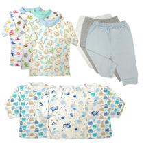 Kit Roupa de Bebê 9 Pçs Camiseta Manga Curta e Longa e Mijão