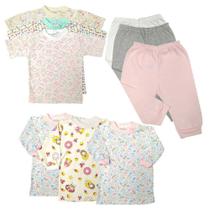 Kit Roupa de Bebê 9 Pçs Camiseta Manga Curta e Longa e Mijão