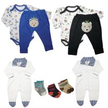 Kit Roupa de Bebê 9 Pçs Conjunto Body e Mijão e Macacão Gola